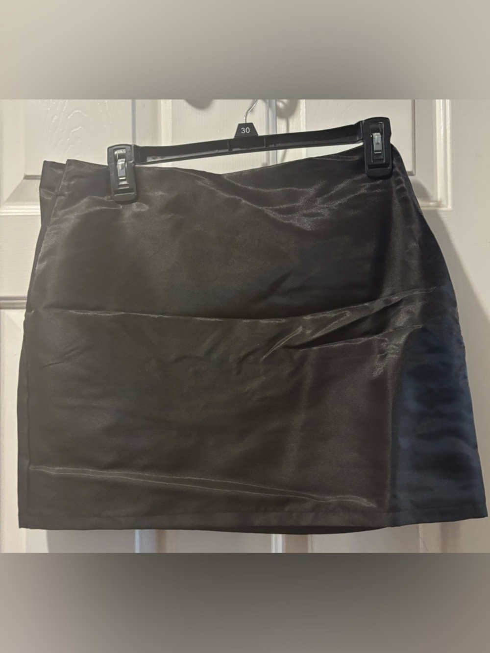Main Strip Black Faux Leather Mini Skirt with Tie Detail